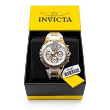 Invicta BLU 24187 Women's Watch 39mm Gold Tone White Chronograph With Box