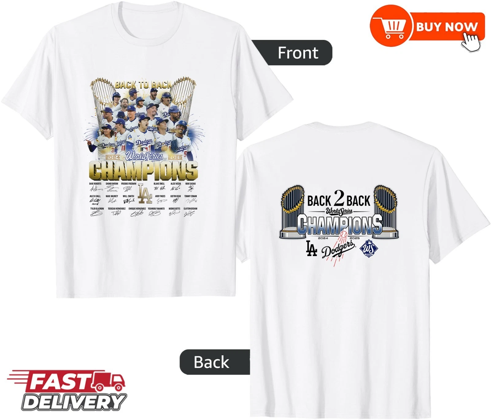 Los Angeles Dodgers World Series Champions Back To Back 2024-2025 TShirt