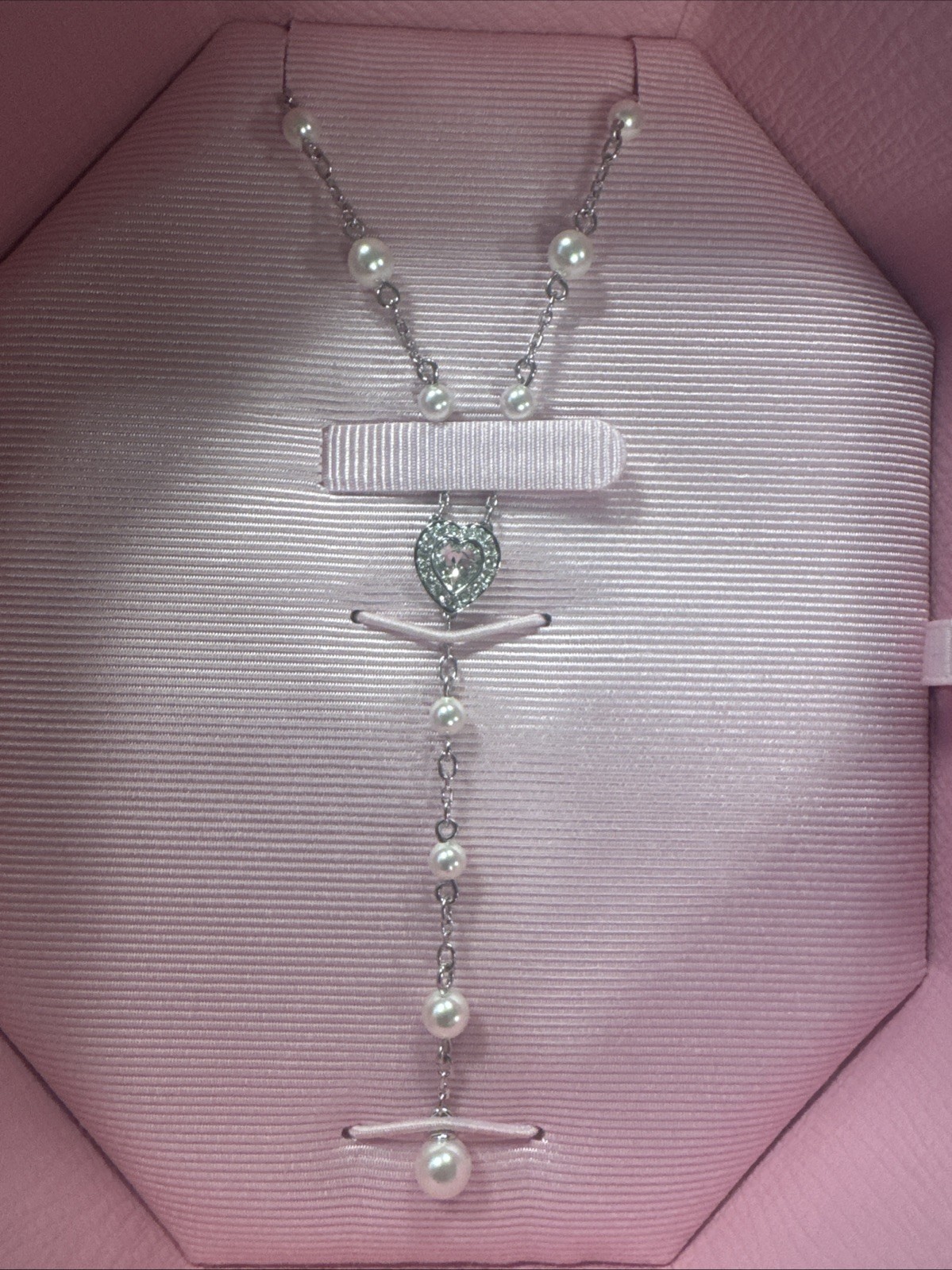 Swarovski Ariana Grande x Swarovski Y Necklace, Mixed Cuts, Crystal Pearl, Heart