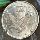 VINTAGE .999 FINE SILVER ART ROUND - EAGLE IN FLIGHT WITH LIBERTY BELL ABOVE