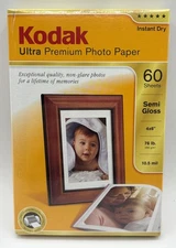 Kodak 4x6 inches Ultra Premium Photo Paper High Gloss 60 Sheets Instant Dry NEW