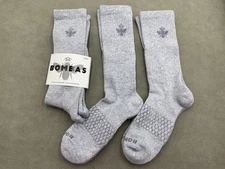 3 Pairs Bombas Gray Honeycomb All-Purpose Performance Calf Sock Men Size L
