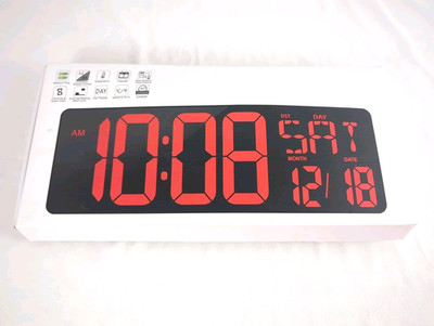 LARGE DIGITAL WALL CLOCK W/LED DISPLAY Alarm, Timer, Day, Time & Temp