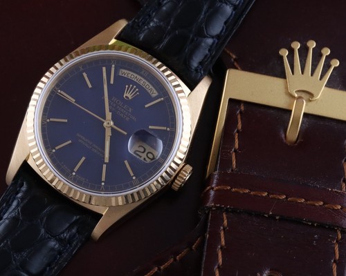 Rolex Day-Date - 18238 - Year 1990 - Box & Tag - Rare Blue Dial