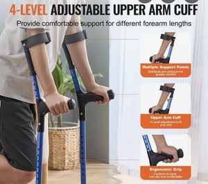Orthostix- Pair of Universal Size Elbow Crutches 27.5- 36.6” AC95005- BK - New 