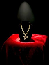 Iced Out Falcons Cuban Link Chain Gold Tone Crystal 24" Hip Hop Necklace