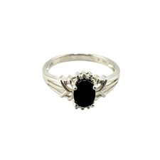 925 Sterling Silver Dark Blue Lab Sapphire Oval Prong Set Size 8.75 Ring