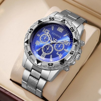 1/4PCS Luxury Big Dial Men Business Watch Fashion Mens Quartz Watches  Gift