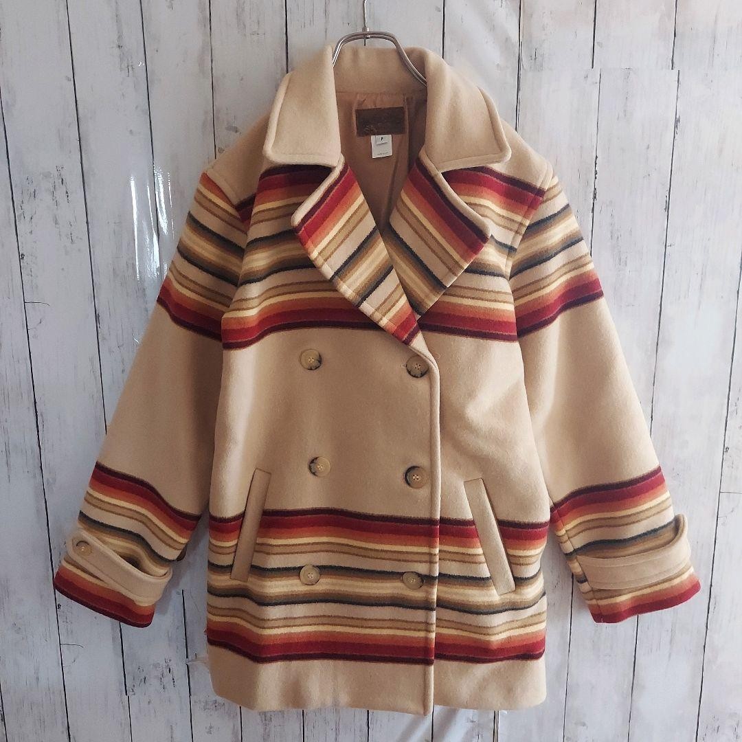 Pendleton Men's Beige Native Pattern Peacoat Size… - image 2