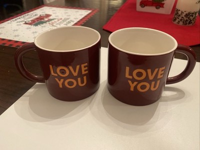 Room Essentials Love You Fuchsia Mugs Set Of 2 Dishwasher & Microwave Safe