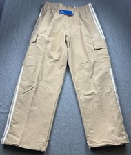 adidas Originals 3-Stripes Woven Beige Cargo Pants Loose Fit JP3886 Size L NWT