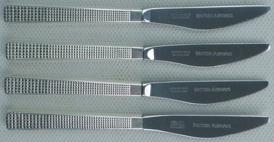 BRITISH AIRWAYS Dessertmesser x4 Silberteller Aeronautica Concorde