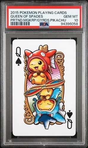 PSA 10 - 2015 Pokemon Pretend Gyarados/Magikarp Poncho Pikachu Queen of Spades