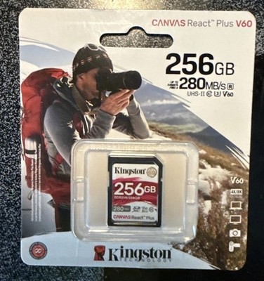 Kingston Technology 256GB Canvas React Plus SDXC UHS-II 280R/150W U3 V60 for Ful
