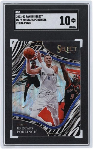 Kristaps Porzingis Mavericks 2021-22 Panini Select Zebra Prizm #277 SGC 10 Card