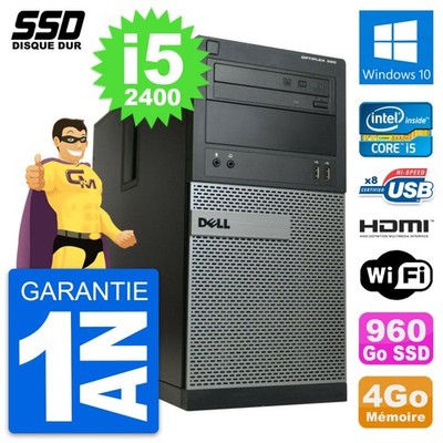 PC tour Dell Optiplex 390 MT Core i5-2400 RAM 4Go SSD 960Go HDMI Windows 10 Wifi