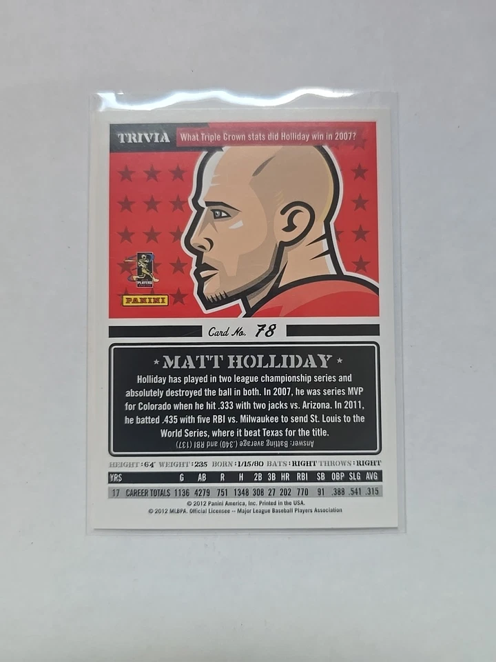 2012 CARDINALS Triple Play #78 Matt Holliday - Image 2 of 2