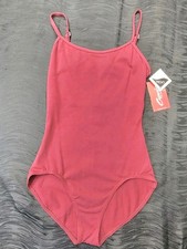 Capezio Burgundy Camisole Leotard Adjustable Straps Scoop Neckline V-back SZ LA