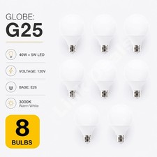 8 Pack Greenlite G25 Globe Bulbs 40w5w Led Lights E26 120v 3000k Non Dimmable 8 Pack Greenlite G25 Globe Bulbs 40w5w Led Lights E26 120v 3000k Non Dimmable