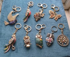 Handbag Charms Keyrings Diamante Birds Gold Coloured (HAP)