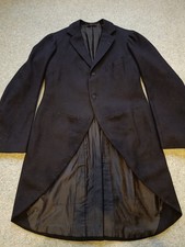 Vintage Edwardian Tailcoat Victorian 1900s 1920s Black Wool Morning 36chest