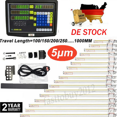 2 / 3 Achsen Digitalanzeige DRO Lineare Skala Scale Hohe Präzision 50-1000mm CNC