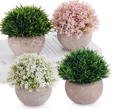 HOMUCASA 4 Kunstpflanze im Topf Tisch Deko Zimmerpflanze Dekopflanzen Künstliche Pflanzen