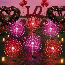 6 Pcs 4th of July Solar Firework Lights Patriotic Solar Light Outdoor Garden ...