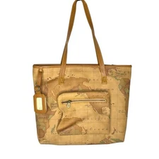 Vintage Gitano Brown and Tan Travel Tote Bag with Textured Design