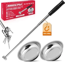 3 Pack Telescoping Magnetic Pickup Tool with Parts Tray, Magnet Stick Extendable