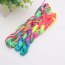 Nylon Cord 1-2mm Macrame Kumihimo Rainbow Bracelet Rope Jewelry