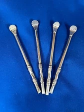 Vintage South American, Bombilla Mate Tea, Cocktail Straw Short Sterling Silver