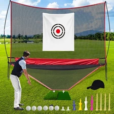Golf Practice Net with Artificial Turf Mat - ‎10X8FT Hitting Net for Backyard