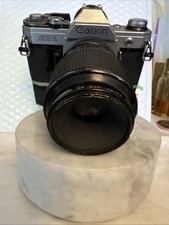 Canon AE-1 Vintage Film Camera 100mm FD Macro Lens 1:4 W/ Power Winder A TESTED