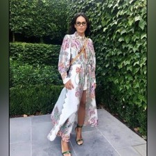 Zimmermann Ninety-Six Filigree Printed Button Front Linen Dress 2/M