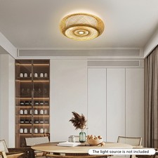 20" Flush Mount Bamboo Shade Ceiling Light Fixture Hanging Pendant Lamp Design