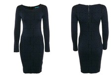 Alice + Olivia geometric-pattern merino-wool dress Size S