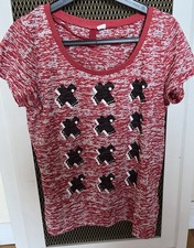 T Shirt Femme Rouge Croix Noires 42 Col Rond