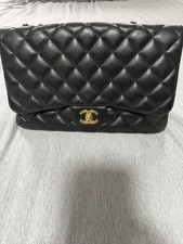 Chanel Classic Flap Jumbo Black Lambskin Leather Shoulder Bag With Gold Hardware