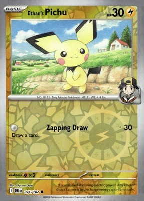 Ethan's Pichu Reverse Holo Common SV10: Destined Rivals 071/182 NM