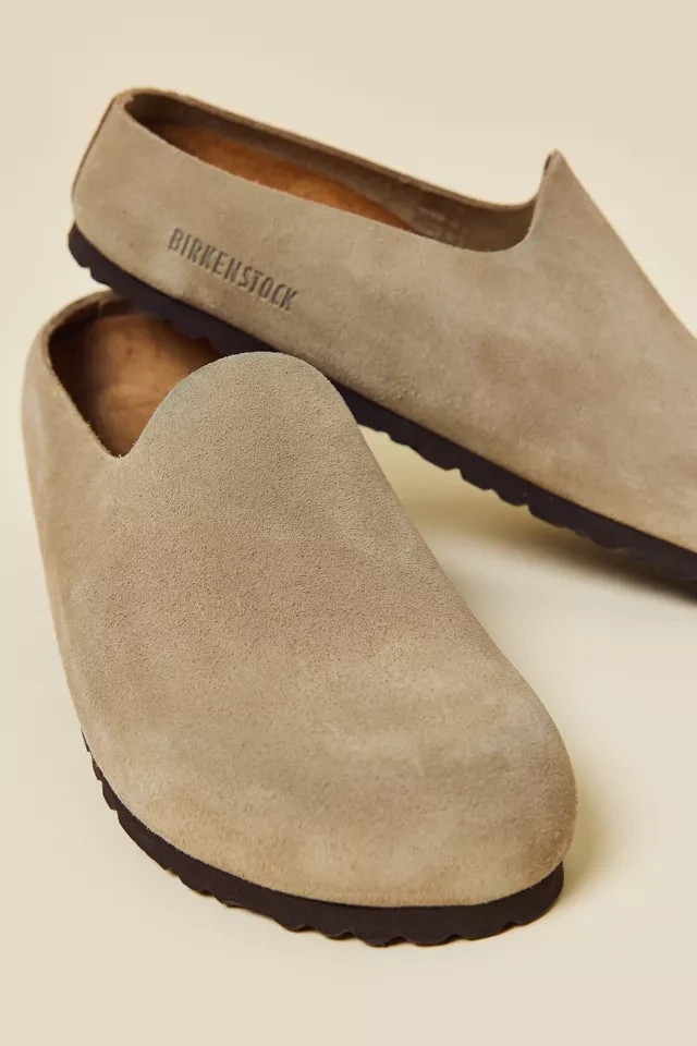 Free Ship Birkenstock Amsterdam Women's Wrapped Suede Clogs Taupe NO FEE