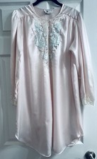 Natori Saks Fifth Ave Lt Pink Satin Lace Embroidered Nightgown Sz Small