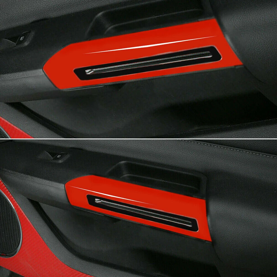 For Ford Mustang 15+ Interior Door Handle Ring Trim Decoration Cover Bezels Red Foto 4 de 4