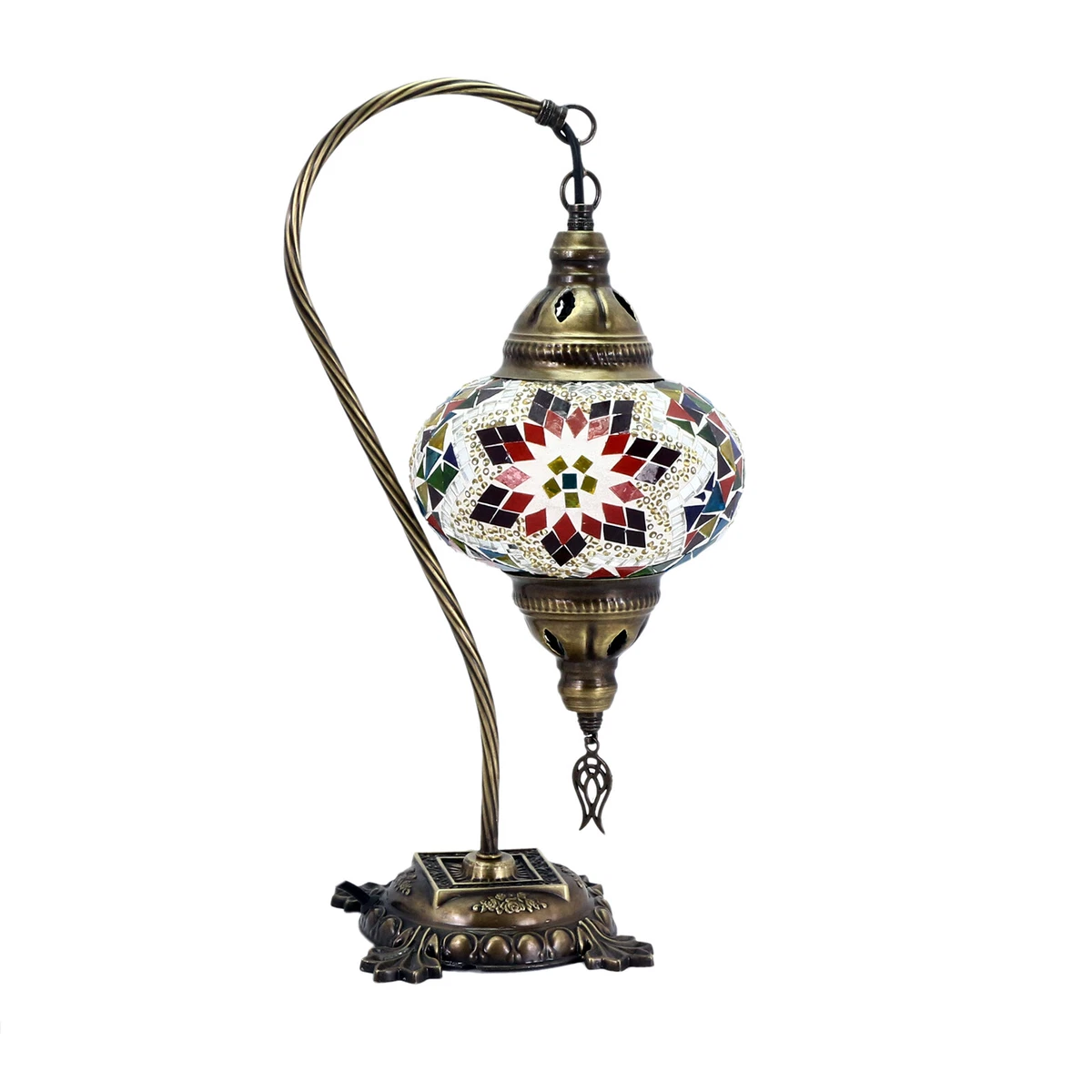 Lámpara Escritorio Turca de Mesilla de Noche Vintage para Dormitorio Mosaico
