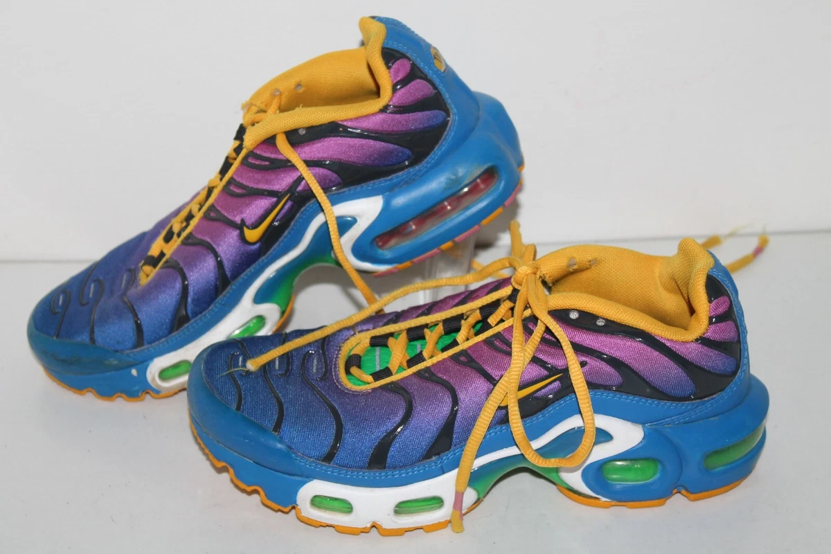 NIke Air Max TN Gumball Soar Running Shoes CU4678 400 Blu Ppl Gold Youth 3.5Y