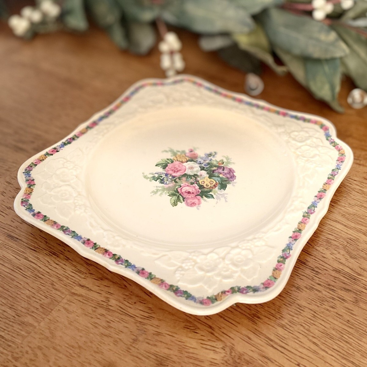 Vintage Crown Ducal Gainsborough England Charming 6” Square Plate