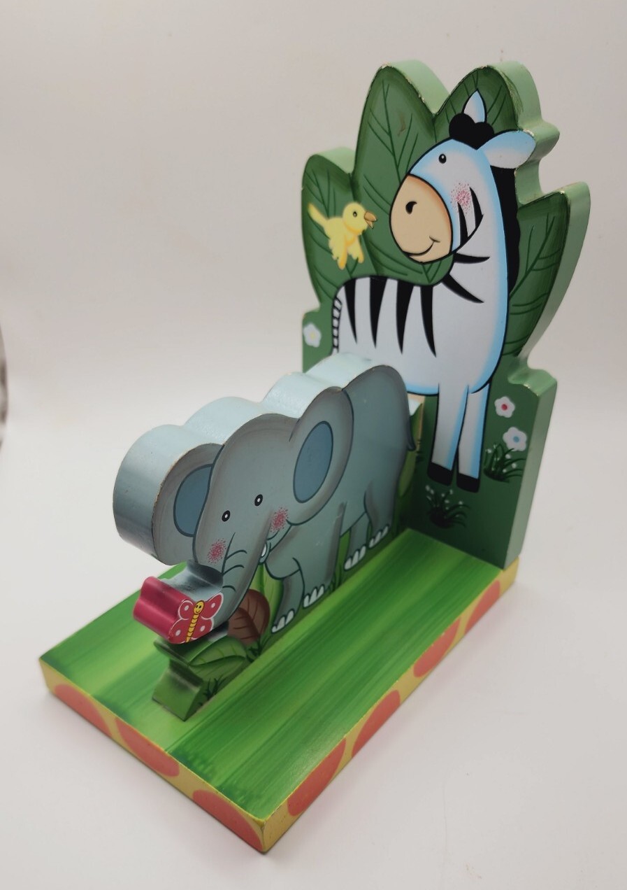 Fantasy Fields Sunny Safari Kids Single Bookend Elephant Zebra Baby Nursery Gift