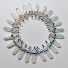 30pcs Opal Stone Pendants Hexagonal Pillar Pendulum Necklaces Wholesale New GQ