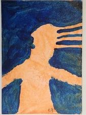 e9Art ACEO silhouette of man outsider art brut naive