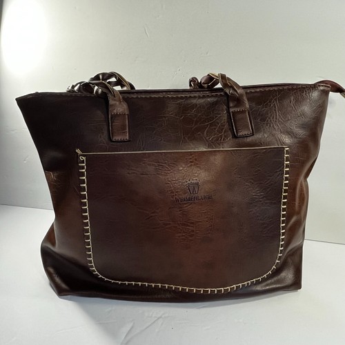 Bolso de Hombro Weimeibaige Bolso de Cuero Sintético Marrón Correas Trenzadas Borla - Imagen 3 de 12